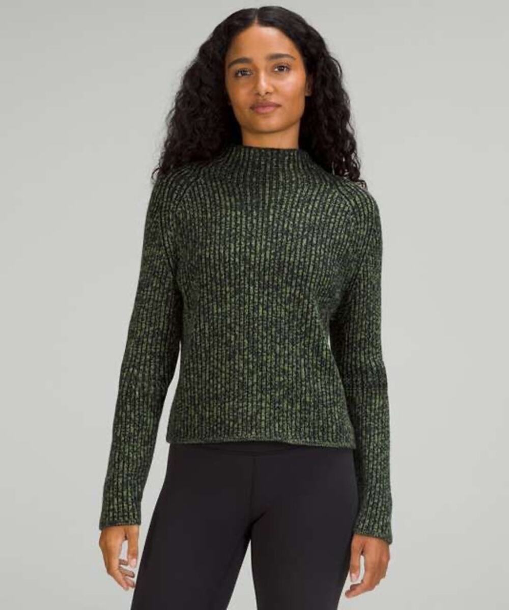 New Lululemon Cotton-Cashmere Blend Mock Neck Sweater Sz 14
